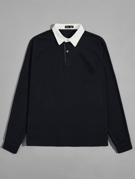 men contrast collar polo shirt y6nr#, White;black