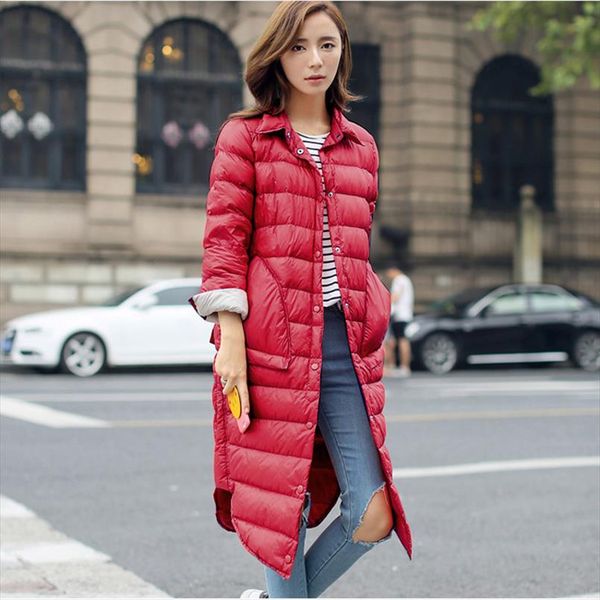 woman winter padded warm coat ultra light duck down jacket long female overcoat slim solid jackets winter coat portable parkas, Black
woman winter padded warm coat ultra light duck down jacket long female overcoat slim solid jackets winter coat portable parkas, Black