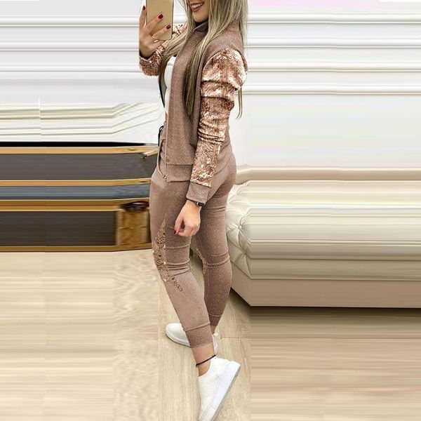 tracksuits women's sport suits 2021 training winter clothing autumn female jacket drawstring pants lady 2 piece sets plaid, Gray
tracksuits women's sport suits 2021 training winter clothing autumn female jacket drawstring pants lady 2 piece sets plaid, Gray