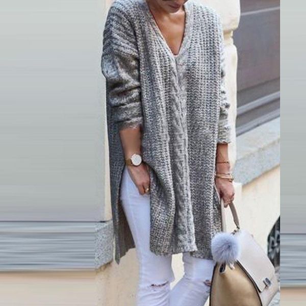 womens knitted sweater split long sleeve loose kint sweater ladies pullover winter knitted jumper oversized, White;black
womens knitted sweater split long sleeve loose kint sweater ladies pullover winter knitted jumper oversized, White;black