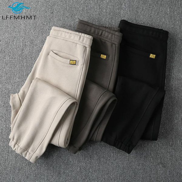 men spring fall heavyweight solid color elastic waist pencil leg cotton trousers male casual knit streetwear ankle length pants, Black
men spring fall heavyweight solid color elastic waist pencil leg cotton trousers male casual knit streetwear ankle length pants, Black