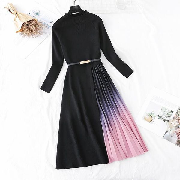 autumn winter knitted dress women high waist o-neck slim sweater dresses vintage long sleeve warm pleated dress, Black;gray
autumn winter knitted dress women high waist o-neck slim sweater dresses vintage long sleeve warm pleated dress, Black;gray
