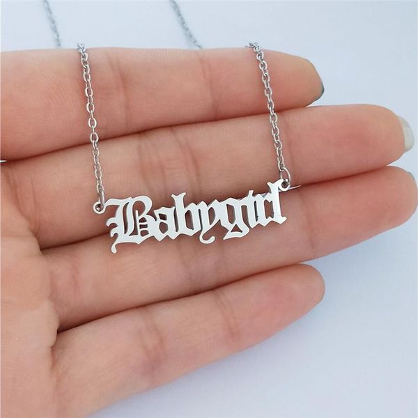 2020 new gothic jewelry rose gold babygirl necklace name pendants stainless steel chain lovely gift for the mom, Silver
2020 new gothic jewelry rose gold babygirl necklace name pendants stainless steel chain lovely gift for the mom, Silver