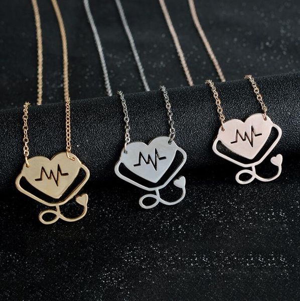 new fashion medical doctor hollow heart stethoscope cardiogram pendant necklace charm chain jewelry gifts ing, Silver
new fashion medical doctor hollow heart stethoscope cardiogram pendant necklace charm chain jewelry gifts ing, Silver