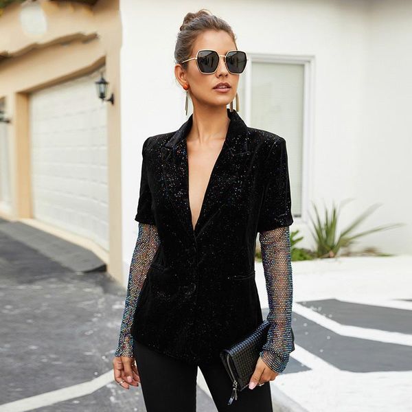 2020 and winter new lapel stitching color diamond perspective long sleeve shiny suit fashion clothing women clothes black blazer, White;black
2020 and winter new lapel stitching color diamond perspective long sleeve shiny suit fashion clothing women clothes black blazer, White;black