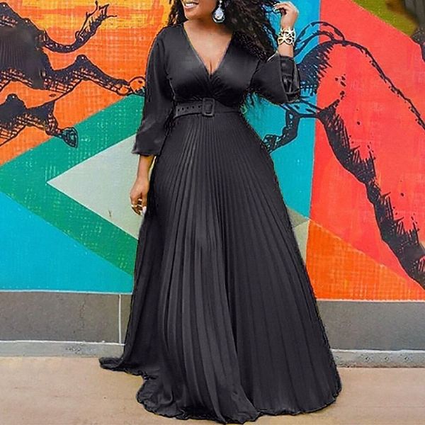 women's plus size party dress solid color v neck ruched 3/4 length sleeve fall spring prom dress maxi long dress party g1nh#, Black
women's plus size party dress solid color v neck ruched 3/4 length sleeve fall spring prom dress maxi long dress party g1nh#, Black