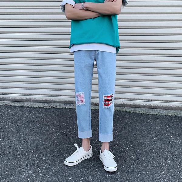 men's jeans mens summer ripped for men casual black blue skinny slim fit denim pants biker hip hop with holel
men's jeans mens summer ripped for men casual black blue skinny slim fit denim pants biker hip hop with holel