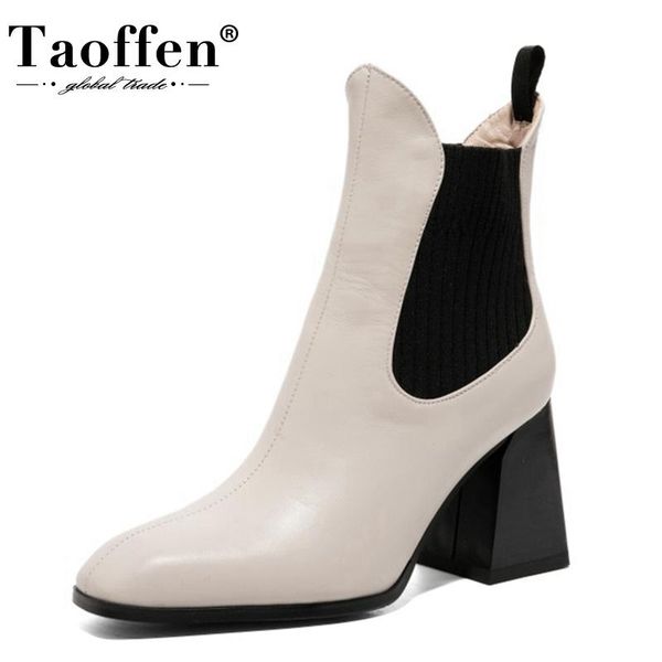 taoffen real leather women ankle boots thick high heel square toe slip on shoes winter warm boots party footwear size 33-40, Black
taoffen real leather women ankle boots thick high heel square toe slip on shoes winter warm boots party footwear size 33-40, Black