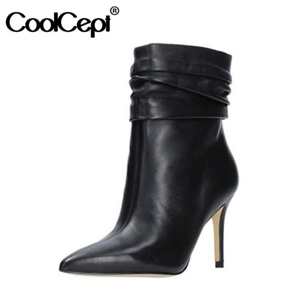coolcept women shoes ankle boots thin high heel pointed toe slip on shoes pleated new winter cool size 34-45, Black
coolcept women shoes ankle boots thin high heel pointed toe slip on shoes pleated new winter cool size 34-45, Black