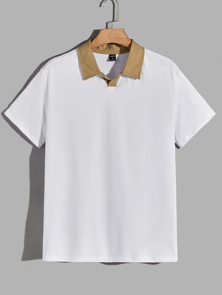 men contrast collar polo shirt a4ef#, White;black
men contrast collar polo shirt a4ef#, White;black
