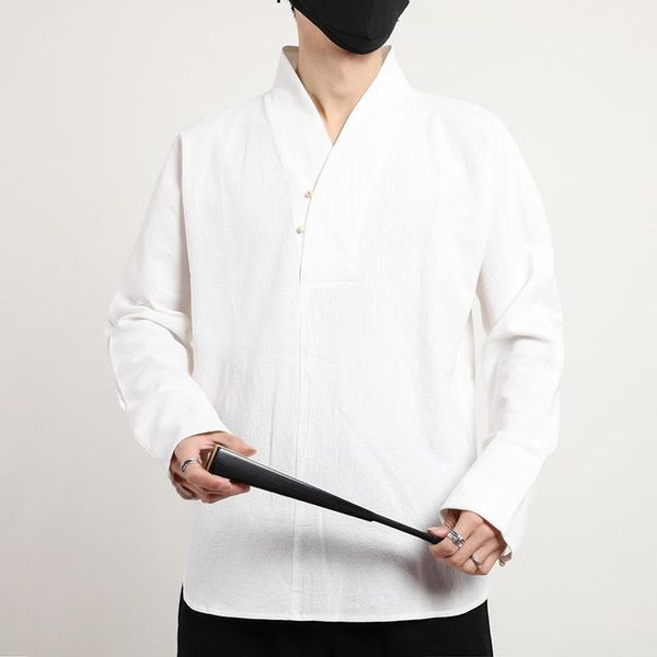 men's casual shirts 2021 spring men vintage cotton chinese style blouse male long sleeve v-collar brand white shirt -5xl, White;black
men's casual shirts 2021 spring men vintage cotton chinese style blouse male long sleeve v-collar brand white shirt -5xl, White;black