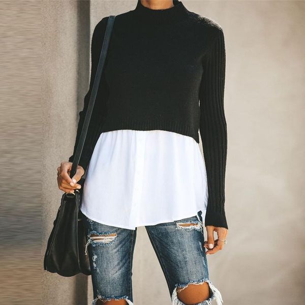 women's sweaters casual autumn winter black slim knitted women turtleneck sweater 2021 patchwork long sleeve button pullover jumper, White;black
women's sweaters casual autumn winter black slim knitted women turtleneck sweater 2021 patchwork long sleeve button pullover jumper, White;black
