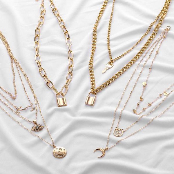 pendant necklaces rock choker lock necklace layered chain on the neck with punk jewelry mujer key padlock for women gift, Silver
pendant necklaces rock choker lock necklace layered chain on the neck with punk jewelry mujer key padlock for women gift, Silver