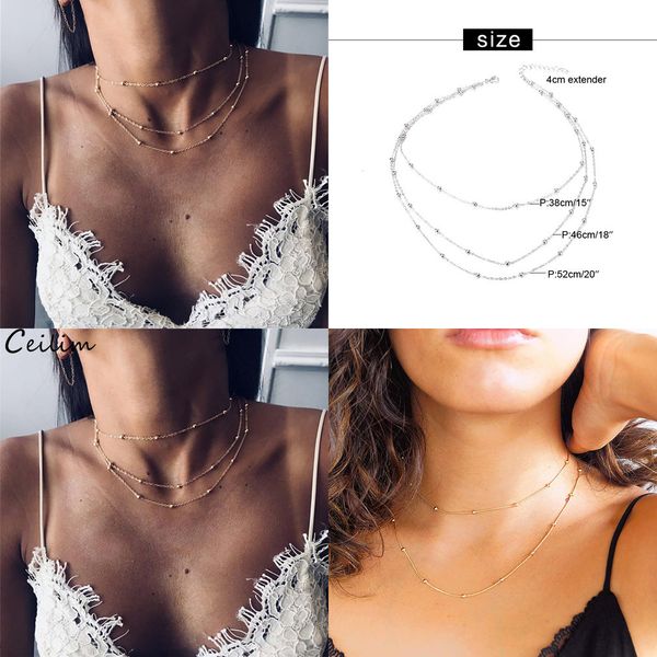 new female trendy necklace bohemian multi vintage gold 3 layer bead chain simple beach girl collar necklaces for women jewelry gifts, Silver
new female trendy necklace bohemian multi vintage gold 3 layer bead chain simple beach girl collar necklaces for women jewelry gifts, Silver