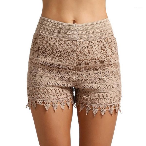 2019 new fashion women summer high waisted lace short lady summer shorts trousers wy3301, White;black