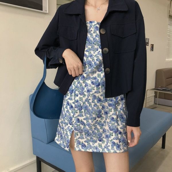 ymfaq autumn 2020 new korean style first sling coat love cool show floral sling sweet thin dress dark blue suit coat ecrv1, Gray
ymfaq autumn 2020 new korean style first sling coat love cool show floral sling sweet thin dress dark blue suit coat ecrv1, Gray