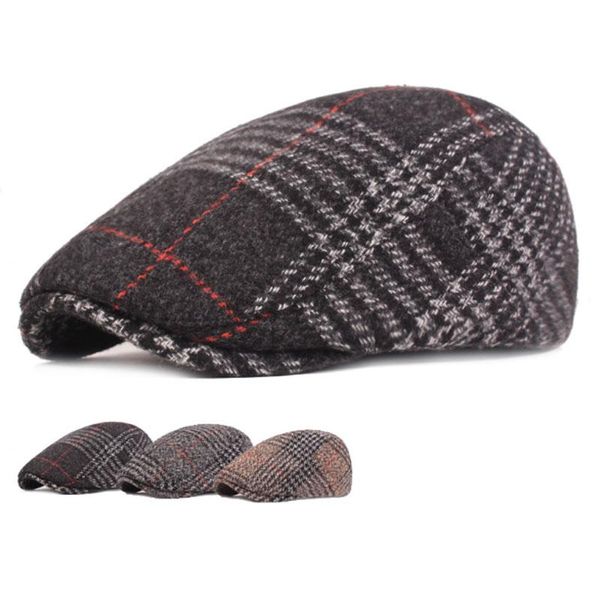 berets men winter warm cap plaid sboy hats wool flat ivy classic vintage striped beret, Blue;gray
berets men winter warm cap plaid sboy hats wool flat ivy classic vintage striped beret, Blue;gray