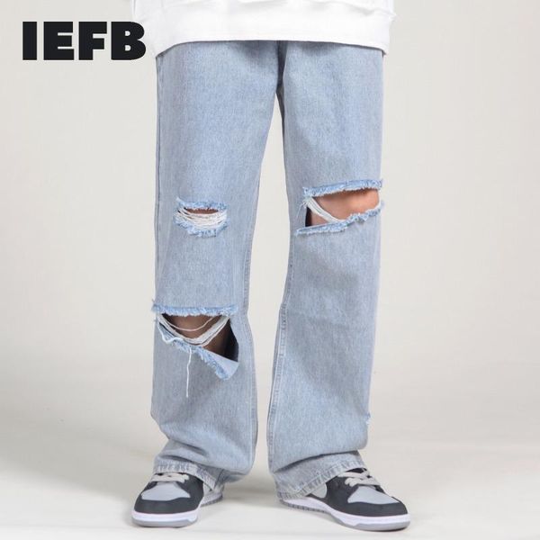 men's jeans iefb / wear loose straight tube mopping hole wide leg pants trendy casual couple elastic waist denim blue 9y4175
men's jeans iefb / wear loose straight tube mopping hole wide leg pants trendy casual couple elastic waist denim blue 9y4175