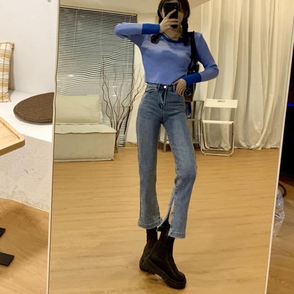 women's jeans 2021 spring woman high waist slim denim trousers korean style split stretch straight casual mom mujer, Blue
women's jeans 2021 spring woman high waist slim denim trousers korean style split stretch straight casual mom mujer, Blue