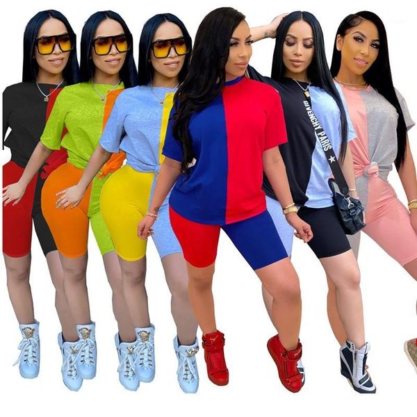 summer women's fashion round neck shorts outfits stitching casual sportswear club two-piece plus size sets wholesale dropshpping1, White 
summer women's fashion round neck shorts outfits stitching casual sportswear club two-piece plus size sets wholesale dropshpping1, White