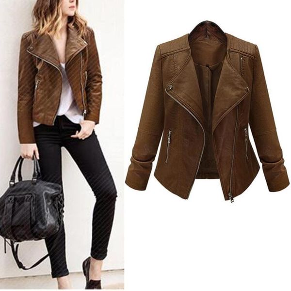 women's leather & faux hodisytian spring fashion women jacket serpentine zipper short coat casual cardigan rider jaqueta plus size 5xl, Black
women's leather & faux hodisytian spring fashion women jacket serpentine zipper short coat casual cardigan rider jaqueta plus size 5xl, Black