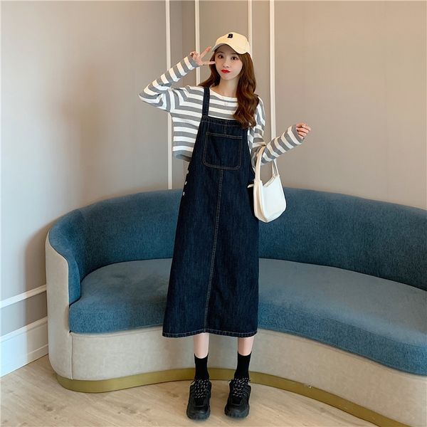 2020 korean version sweet cool loose and thin medium suspender sling sling and long denim strap skirt suspender skirt 55lly, Black;gray
2020 korean version sweet cool loose and thin medium suspender sling sling and long denim strap skirt suspender skirt 55lly, Black;gray