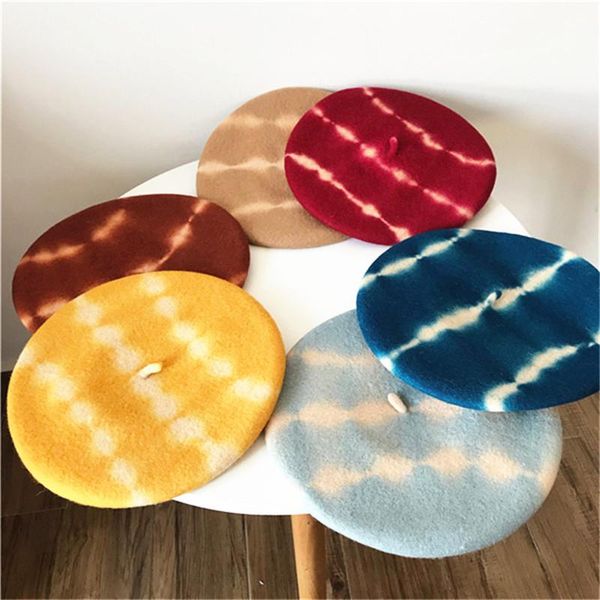 berets est winter female women casual tie dye print beret caps elegant colorful woolen warm artist hat pumpkin gorros, Blue;gray
berets est winter female women casual tie dye print beret caps elegant colorful woolen warm artist hat pumpkin gorros, Blue;gray