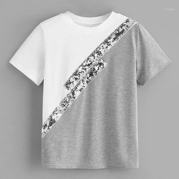 sequins t-shirt women patchwork o-neck short sleeve loose tshirts feminine casual t-shirt poleras mujer de moda1, White
sequins t-shirt women patchwork o-neck short sleeve loose tshirts feminine casual t-shirt poleras mujer de moda1, White