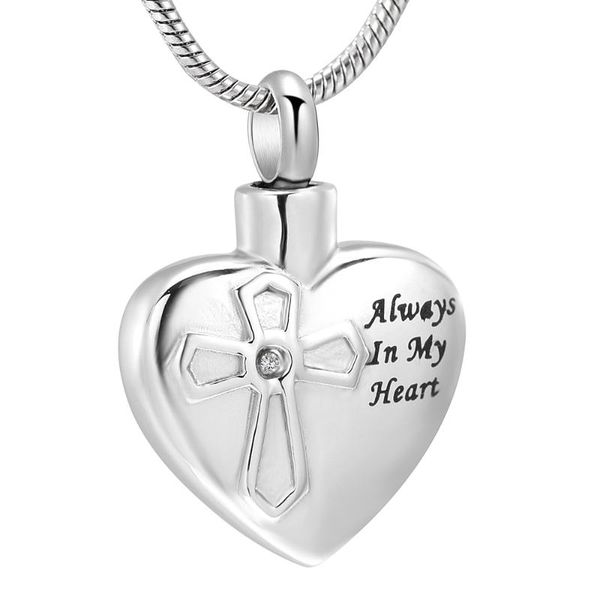 pendant necklaces cross engraved heart memorial urn necklace "always in my heart" animal/ holder cremation, Silver
pendant necklaces cross engraved heart memorial urn necklace "always in my heart" animal/ holder cremation, Silver