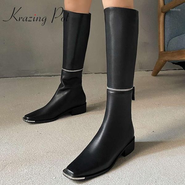 boots krazing pot genuine leather square toe med heel solid simple style riding handsome young lady casual knee-high l611, Black
boots krazing pot genuine leather square toe med heel solid simple style riding handsome young lady casual knee-high l611, Black