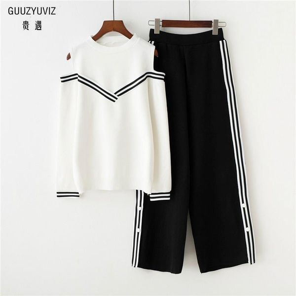 guuzyuviz 2 piece outfits for women long sleeve strapless pullover knitted sweater and casual loose stripe wide leg pants, White
guuzyuviz 2 piece outfits for women long sleeve strapless pullover knitted sweater and casual loose stripe wide leg pants, White