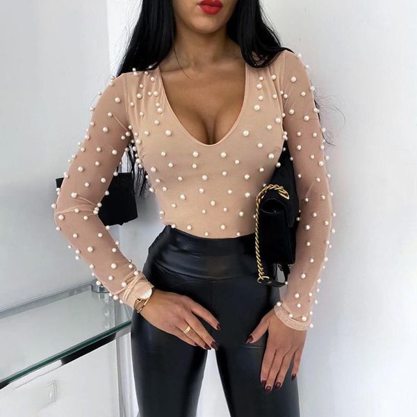 2021 spring women low cut pearl blouse female skinny solid mesh long sleeve shirts ladies elegant slim blusa feminina1, White
2021 spring women low cut pearl blouse female skinny solid mesh long sleeve shirts ladies elegant slim blusa feminina1, White