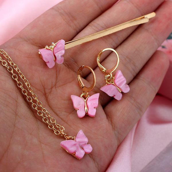 2020 korea new multicolor acrylic butterfly pendant necklace earrings hairpin sets for women girls jewelry set party gifts, Silver
2020 korea new multicolor acrylic butterfly pendant necklace earrings hairpin sets for women girls jewelry set party gifts, Silver