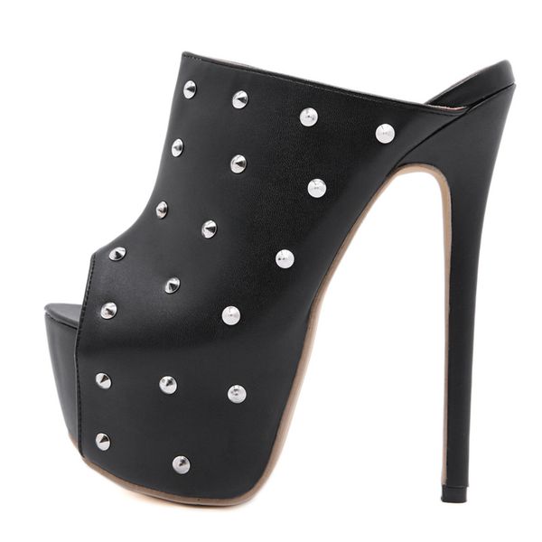17cmheel slippers plus size 42 womens sandal platforms shoes rivet peep toe hight heels sandals fashion sandalias de tacon mujer c0129, Black
17cmheel slippers plus size 42 womens sandal platforms shoes rivet peep toe hight heels sandals fashion sandalias de tacon mujer c0129, Black