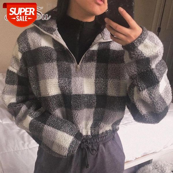 artsu autumn winter plaid faux fur cropped coat women zipper long sleeve jacket ladies streetwear pullover fashion co52022 #un2i, Black;brown
artsu autumn winter plaid faux fur cropped coat women zipper long sleeve jacket ladies streetwear pullover fashion co52022 #un2i, Black;brown