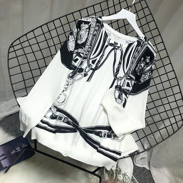 women's sweaters 1297 fashion 2021 runway european design party style clothing, White;black
women's sweaters 1297 fashion 2021 runway european design party style clothing, White;black