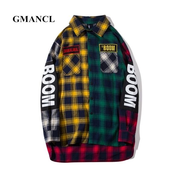 gmancl multi color stitching mens hip hop loose extended lattice shirts letter printed long sleeves high street casual shirts 1021, White;black
gmancl multi color stitching mens hip hop loose extended lattice shirts letter printed long sleeves high street casual shirts 1021, White;black