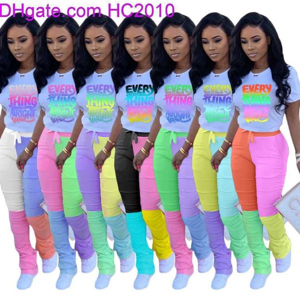 2022 women 2 piece pants set outfits contrast color stitching letters printed short sleeve t shirt trousers tracksuis fashion jogging suit, White
2022 women 2 piece pants set outfits contrast color stitching letters printed short sleeve t shirt trousers tracksuis fashion jogging suit, White