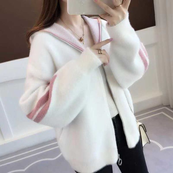 new mink like with loose knitted sweater casual and slim zipper knitwear hooded sweater for women in fall winter 2020 jikox, White;black
new mink like with loose knitted sweater casual and slim zipper knitwear hooded sweater for women in fall winter 2020 jikox, White;black