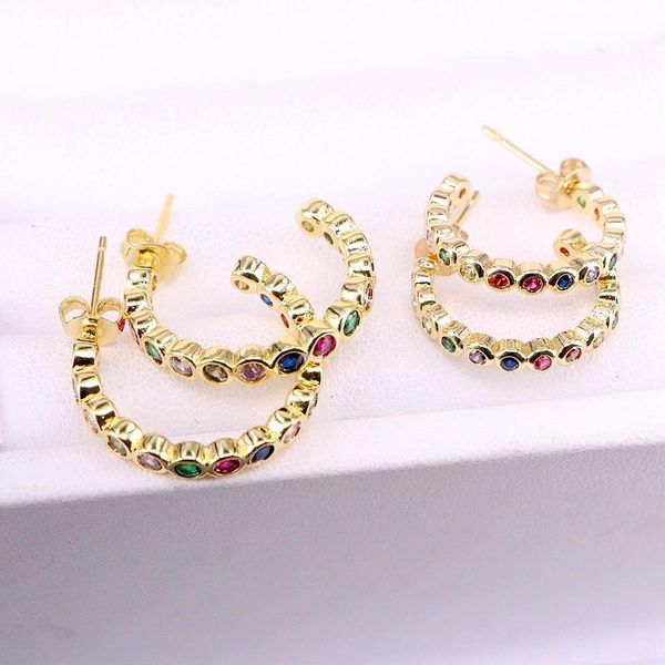6 pairs, fashion circle shape rainbow cz zirconia stud earrings in 18mm/22mm1, Golden;silver
6 pairs, fashion circle shape rainbow cz zirconia stud earrings in 18mm/22mm1, Golden;silver