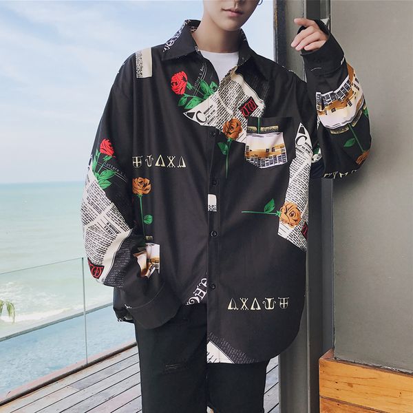 2020 new long sleeves flower printing classic style men's hawaiian black shirt loose french cuff brand fashion trend shirts -xl 1022, White;black
2020 new long sleeves flower printing classic style men's hawaiian black shirt loose french cuff brand fashion trend shirts -xl 1022, White;black