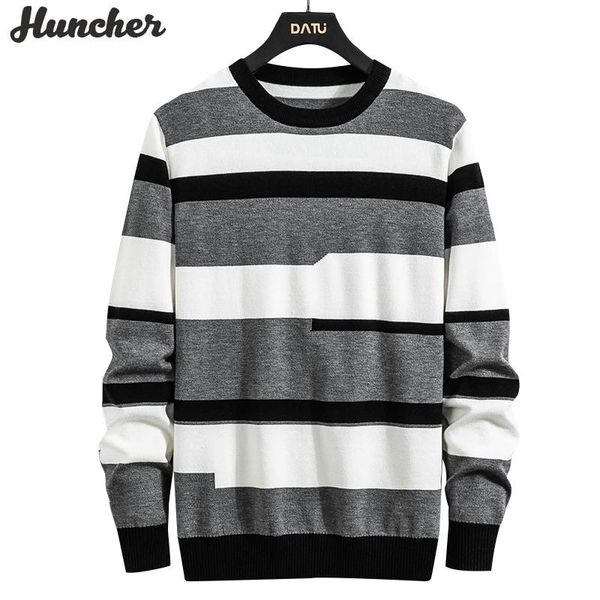 men's sweaters huncher mens knitted sweater male 2021 winter casual patchwork striped pullover jumper men korean black for, White;black
men's sweaters huncher mens knitted sweater male 2021 winter casual patchwork striped pullover jumper men korean black for, White;black