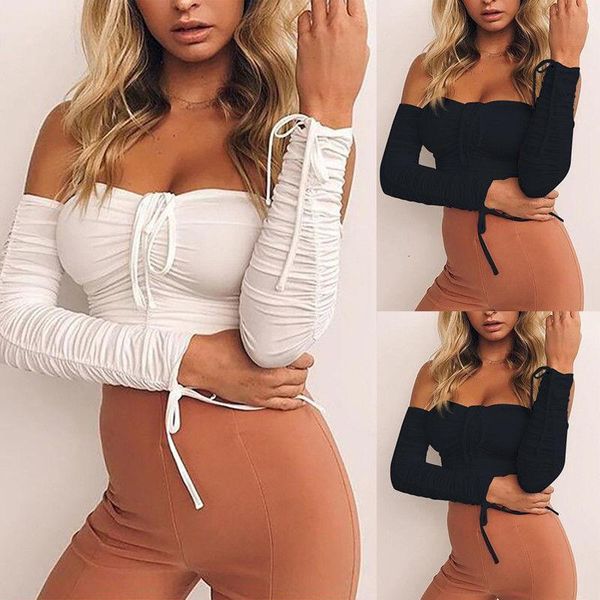 fashion women's off shoulder bandage clubwear summer crop skinny ruched solid casual tee tank, White
fashion women's off shoulder bandage clubwear summer crop skinny ruched solid casual tee tank, White