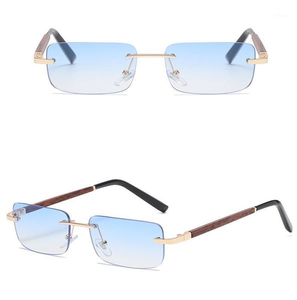 sunglasses tinted rimless rectangular retro blue brown imitated wood frame frameless women glasses for men uv4001, White;black
sunglasses tinted rimless rectangular retro blue brown imitated wood frame frameless women glasses for men uv4001, White;black