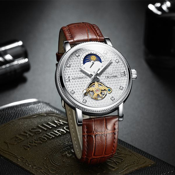 brand tevise mens watches moon phase tourbillon watches leather strap sport wristwatch male clock relogio masculino, Slivery;brown
brand tevise mens watches moon phase tourbillon watches leather strap sport wristwatch male clock relogio masculino, Slivery;brown