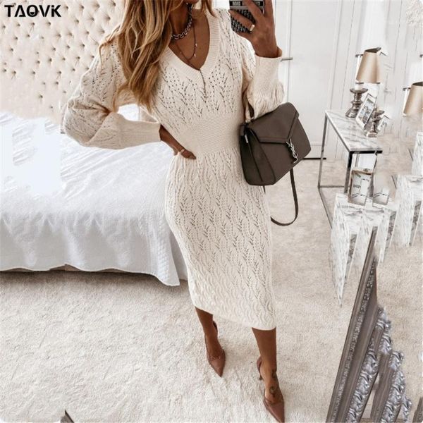 taovk women's solid color costume knitted v-neck hollow lantern sleeve knit dress1, Black;gray
taovk women's solid color costume knitted v-neck hollow lantern sleeve knit dress1, Black;gray
