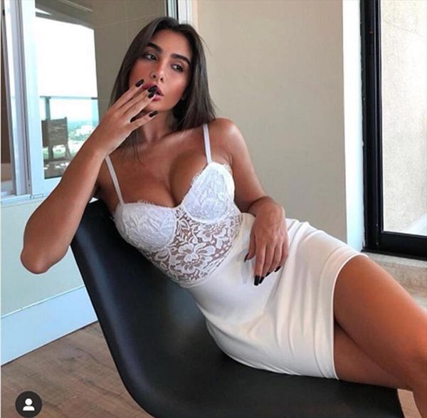 summer fashion v neck strap white lace bandage dress 2020 designer elegant evening party dress vestido, Black;gray
summer fashion v neck strap white lace bandage dress 2020 designer elegant evening party dress vestido, Black;gray