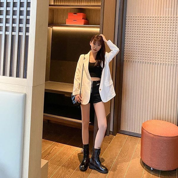 new versatile british style breathable short boots women's autumn 2020 boots thin thick soled 41-43 large motorcycle1, Black
