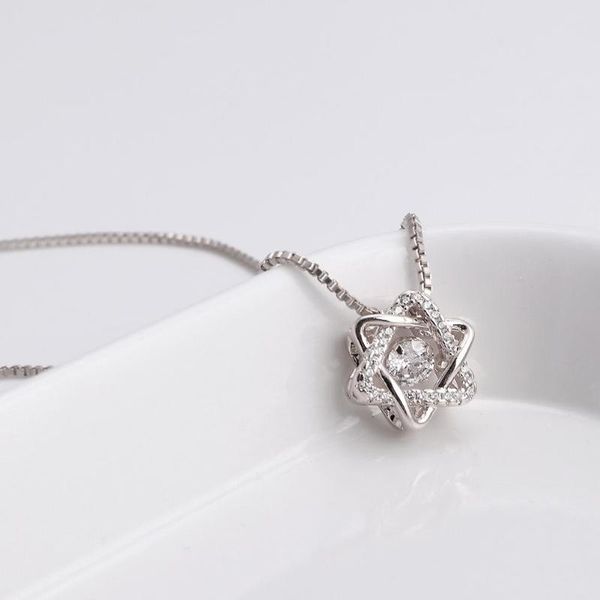 women cubic zirconia rotating hexagram pendant clavicle chain necklace jewelry, Silver
women cubic zirconia rotating hexagram pendant clavicle chain necklace jewelry, Silver