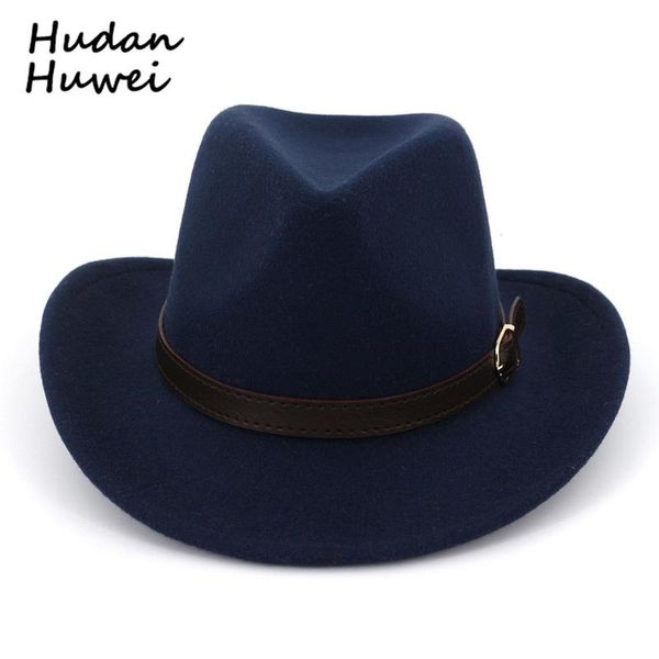 cloches european us wide brim cowboy felt hat panama trilby jazz fedora hats with leather buckle plain woolen chapeau for men women, Blue;gray
cloches european us wide brim cowboy felt hat panama trilby jazz fedora hats with leather buckle plain woolen chapeau for men women, Blue;gray